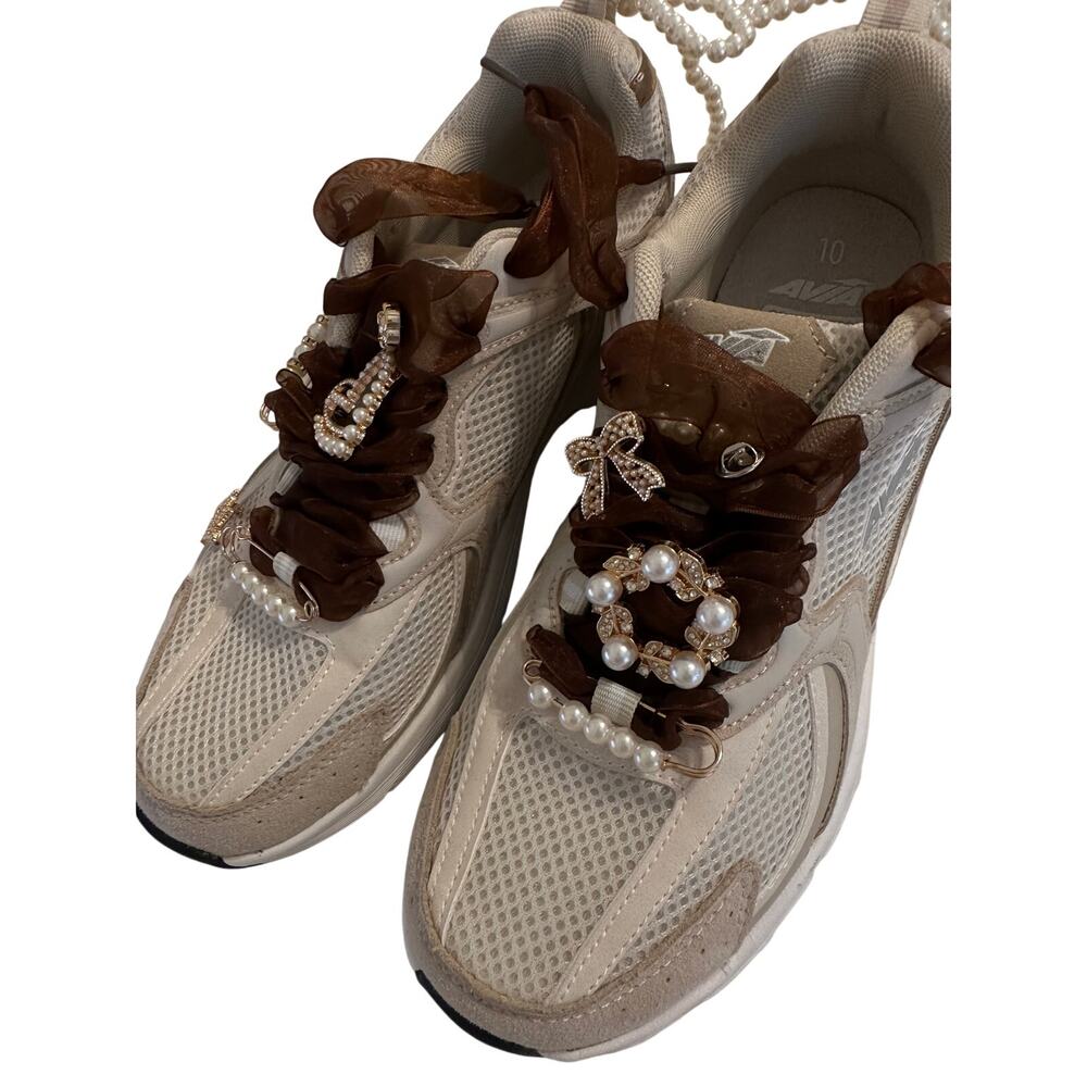 New Avia Sneakers Cream Color with REMOVABLE Bling Size 10